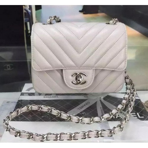 Chanel Classic MINI Flap Bag Cannage patroon leer A8171 grijs