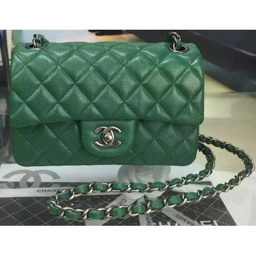 Chanel Classic MINI Flap Bag Cannage patroon leer A8500 groen