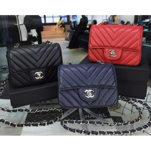 Chanel Classic MINI Flap Bag Chevron Caviar Leer V8171