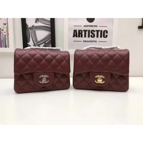 Chanel Classic MINI Flap Bag Origineel Cannage Patroon A1115 Wijn