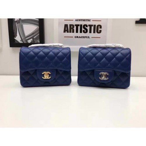 Chanel Classic MINI Flap Bag Origineel Schapenleer A1115 Blauw