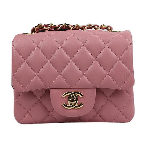 Chanel Classic MINI Flap Bag Roze Origineel Schapenleer CF1115 Goud