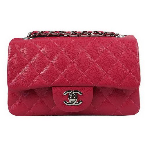 Chanel Classic MINI Flap Bag Rose Cannage Patroon CF1119 Zilver