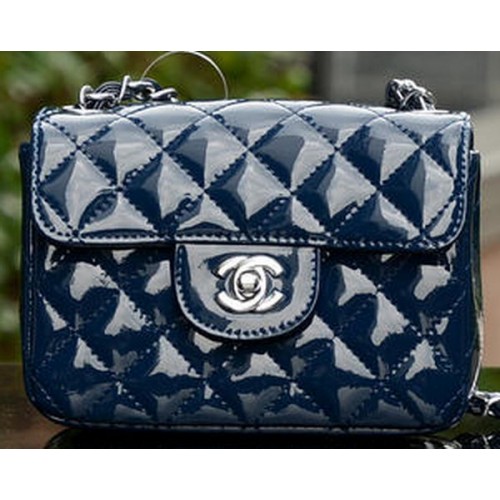 Chanel Classic MINI Flap Bag Koninklijk Lakleer A1115 Zilver