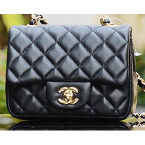 Chanel Classic MINI Flap Bag Schapenleer A1115 Zwart