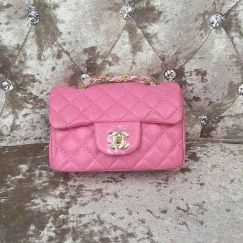 Chanel Classic MINI Flap Bag Schapenleer A1115 Roze