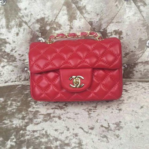 Chanel Classic MINI Flap Bag Schapenleer A1115 Rood