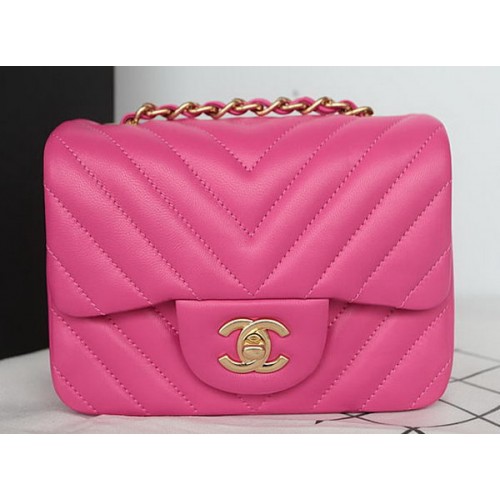 Chanel Classic MINI Flap Bag Schapenleer A1115 Roze