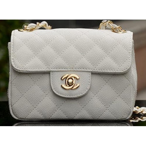Chanel Classic MINI Flap Bag Wit Cannage Patroon A1115 Goud