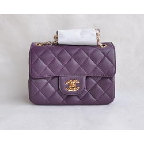 Chanel Classic Purple Lambskin Golden Chain Quilted Flap Bag 1115