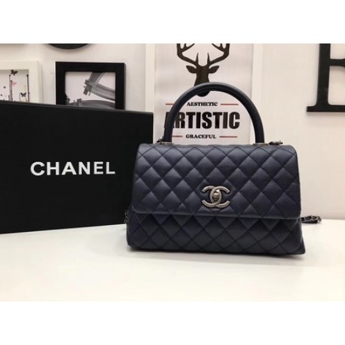 Chanel Classic Red Top Handle Bag Royal Origineel Leer A92991 Zilver