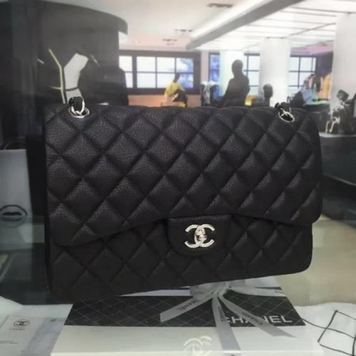 Chanel Classic Flap Bag Origineel Hertenleer CHA5212 Zwart