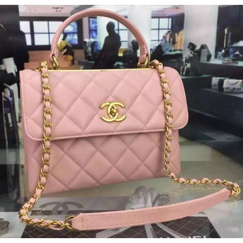 Chanel Classic Top Flap Bag Origineel Leer A98079 Roze