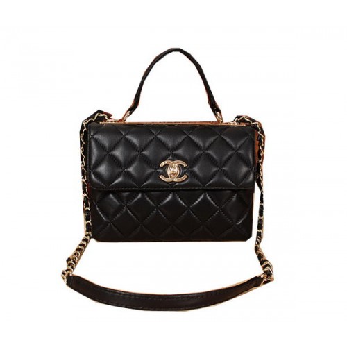 Chanel Classic Top Flap Bag Schaapsleer A6868 Zwart