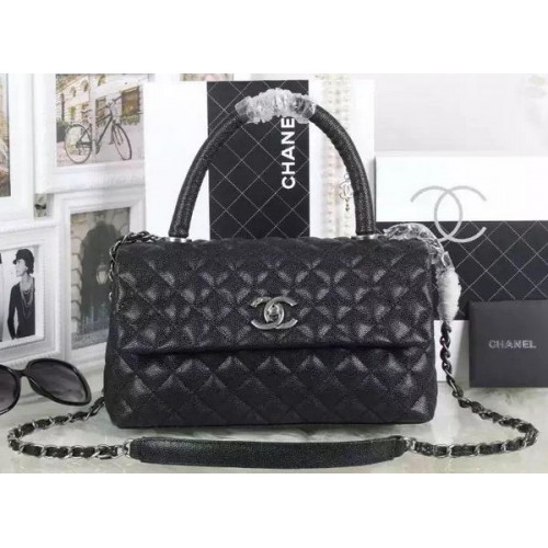 Chanel Classic Top Handle Bag Cannage Patroon A92991 Zwart