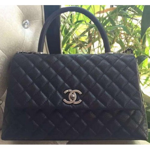 Chanel Classic Top Handle Bag Origineel Cannage Patroon A95168 Zwart