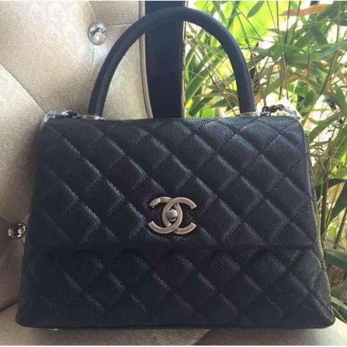 Chanel Classic Top Handle Bag Origineel Cannage Patroon A95169 Zwart