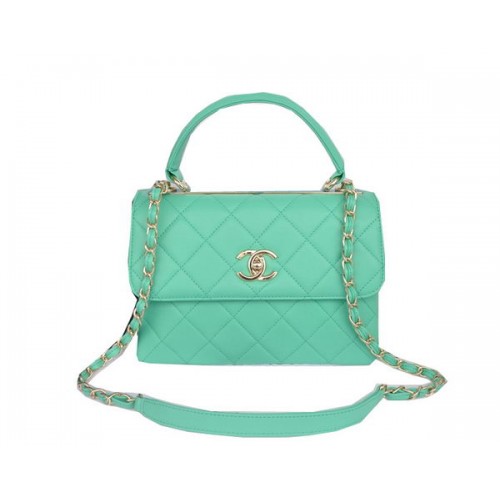 Chanel Classic Top Handle Bag Origineel Schapenleer CHA92236 Groen Chanel Classic Top Handle Bag Origineel Schapenleer CHA92236 Groen