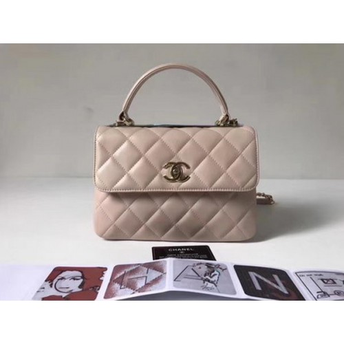 Chanel Classic Top Handle Tas Schapenleer Leer CHA2371 Gebroken Wit