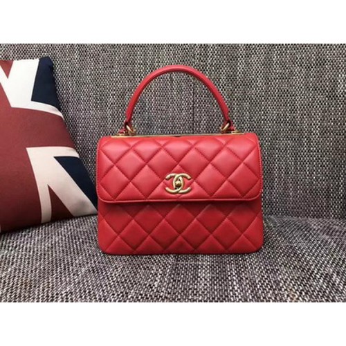 Chanel Classic Top Handle Bag Schapenleer CHA2371 Rood