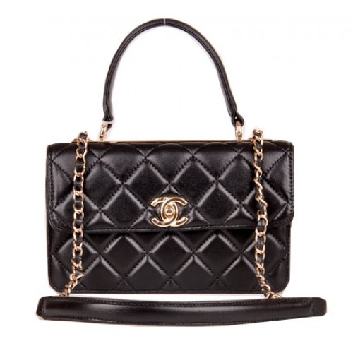Chanel Classic Top Handle Bag Schapenvacht Leer CHA92236 Zwart