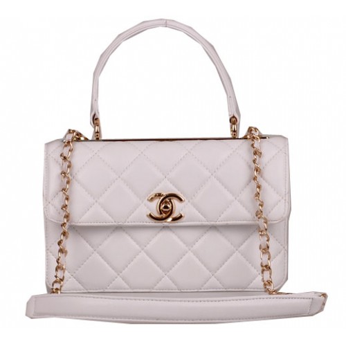 Chanel Classic Top Handle Bag Schapenleer CHA92236 Wit