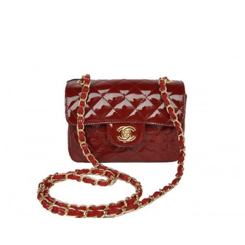Groothandel Chanel Classic mini Flap Bag 1115 Bordeaux Patent Gold Hardware
