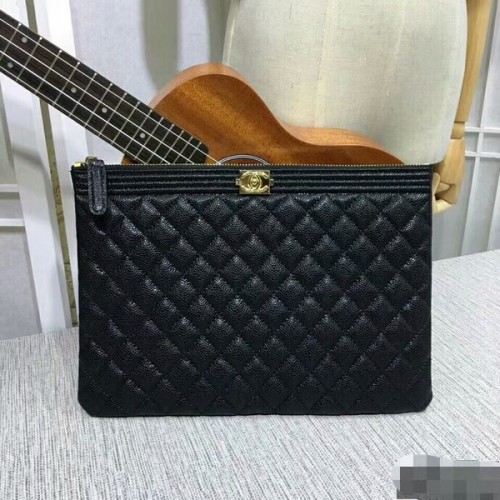 Chanel clutch zwart kaviaarleer 7010 goud