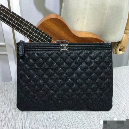 Chanel clutch zwart kaviaarleer 7010 zilver