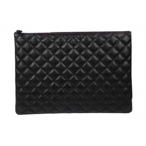 Chanel Clutch Zwart Origineel Cannage Patroon A69254 A69253 A69252 Zilver
