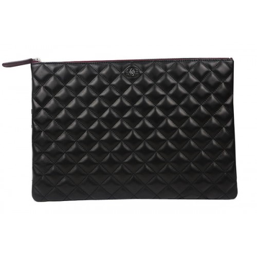 Chanel Clutch Zwart Originele Schapenvacht A69254 A69253 A69252 Zilver