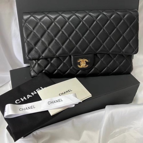 Chanel Clutch Bag Zwart Schapenleer 7013 Goud