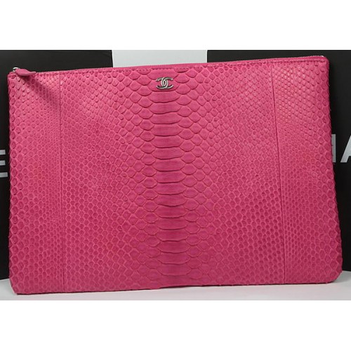 Chanel clutch origineel python leer A82080 roze