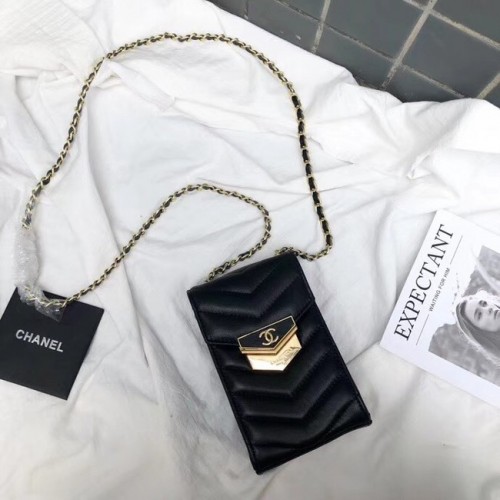 Chanel clutch met ketting Kalfsleer goudkleurig metaal A81226 zwart
