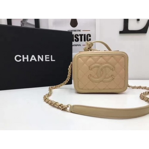 Chanel Make-uptas Origineel Cannage-patroon A93341 Abrikoos