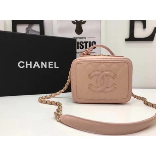 Chanel make-up tas origineel Cannage patroon A93341 roze