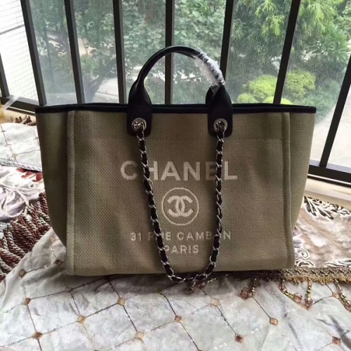 Chanel Deauville draagtas origineel canvas leer A68047-14