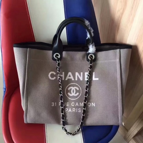 Chanel Deauville draagtas origineel canvas leer A68047-9