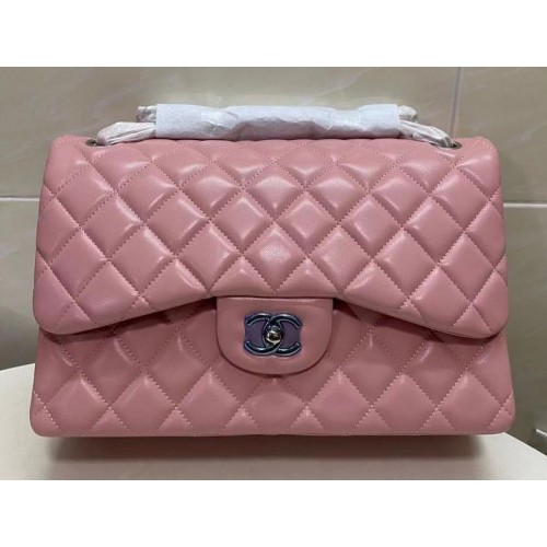 Chanel Double Flaps Tassen Origineel Schapenleer Jumbo Roze A36097 Goud
