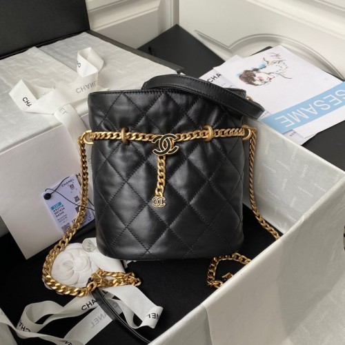Chanel Drawstring Bag Goud Metaal AS3116 zwart
