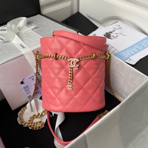 Chanel Drawstring Bag Goud Metaal AS3116 roze