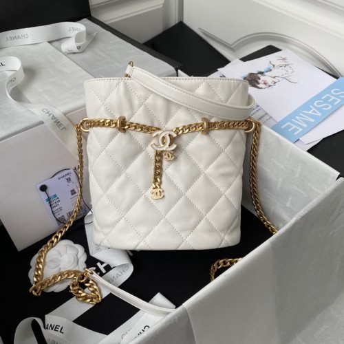 Chanel Drawstring Bag Goud Metaal AS3116 wit