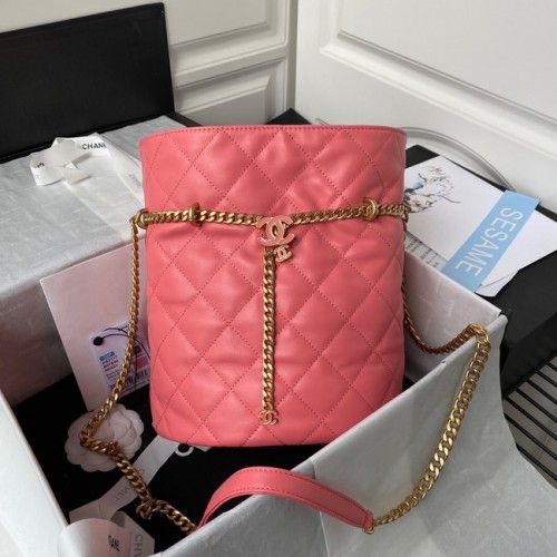 Chanel Drawstring Bag Goud Metaal AS3117 roze