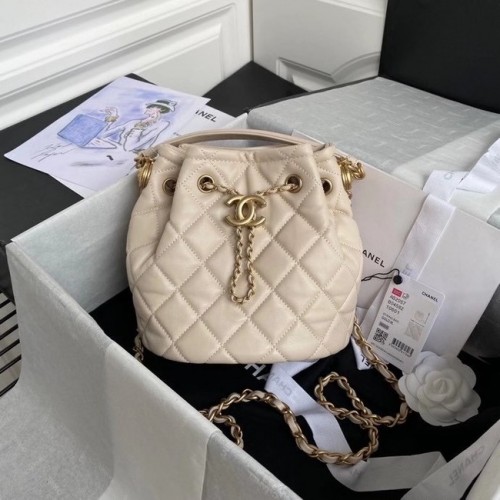 Chanel Drawstring Schapenvacht tas AS2057 Beige