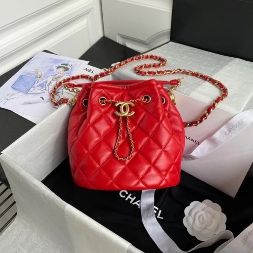 Chanel Drawstring Schapenvacht tas AS2057 rood