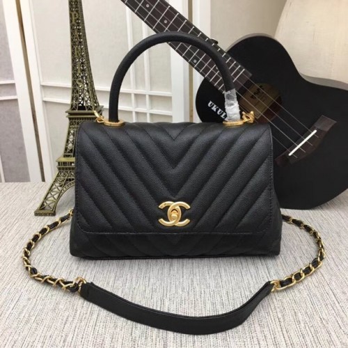 Chanel Flap Bag met handvat bovenaan 36620 zwart