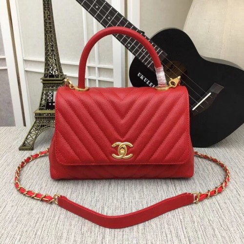 Chanel Flap Bag met handvat bovenaan 36620 rood