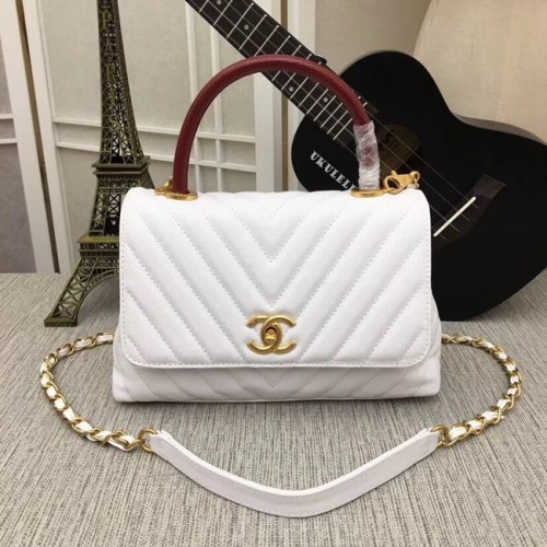 Chanel Flap Bag met handvat bovenaan 36620 wit