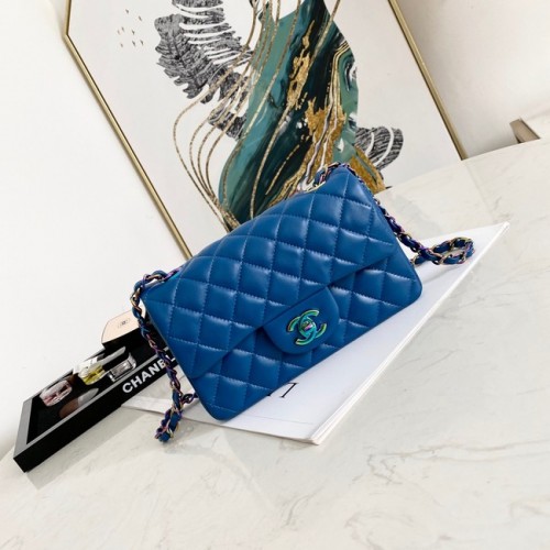 Chanel Flap Lambskin Shoulder Bag 1116 Elektro-optisch blauw