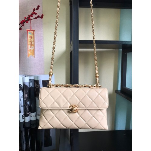 Chanel Flap schoudertas van lamsleer AS1267 creme